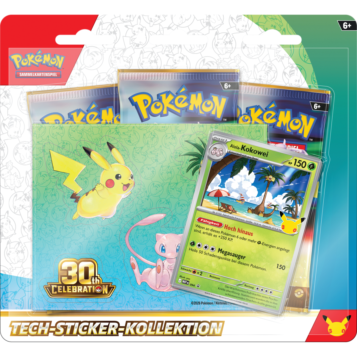 Pokémon 30 Jahre Tech-Sticker-Kollektion Alola-Kokowei
