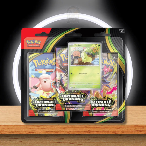 Pokémon-Sammelkartenspiel: 3-Pack-Blister Mega-Entwicklung – Optimale Ordnung (Endivie)